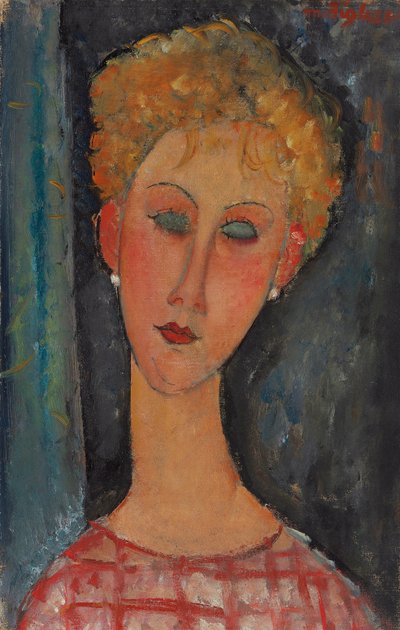 Mulher loira com cabelos cacheados; A loira com brincos, c.1918-1919 de Amedeo Modigliani
