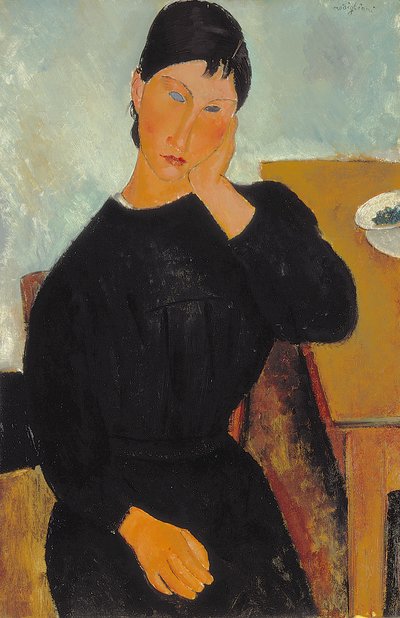 Elvira descansando numa mesa de Amedeo Modigliani