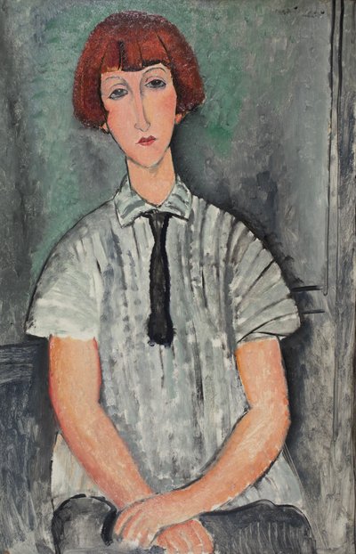 Francês:  Jeune Fille au corsage rayé Jovem rapariga com uma blusa às riscas de Amedeo Modigliani