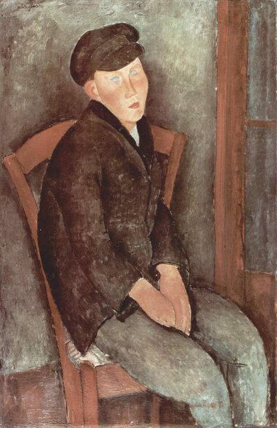 Alemão: Rapaz sentado com chapéu de Amedeo Modigliani