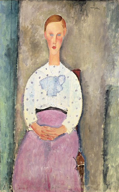 Menina com uma blusa de bolinhas, 1919 de Amedeo Modigliani
