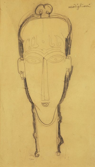 Cabeça de uma cariátide em um vestido de cabeça, 1911 de Amedeo Modigliani