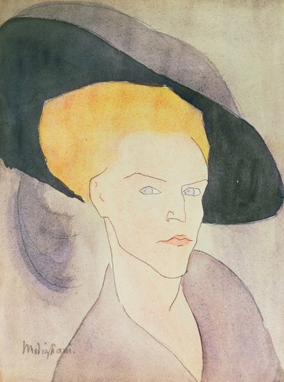Cabeça de uma mulher de chapéu, 1907 de Amedeo Modigliani