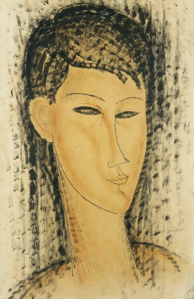 Chefe das Moças; Cabeça de uma jovem, 1914 de Amedeo Modigliani