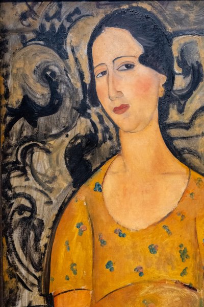 Mulher jovem com um vestido amarelo (Renée Modot) - recorte de Amedeo Modigliani