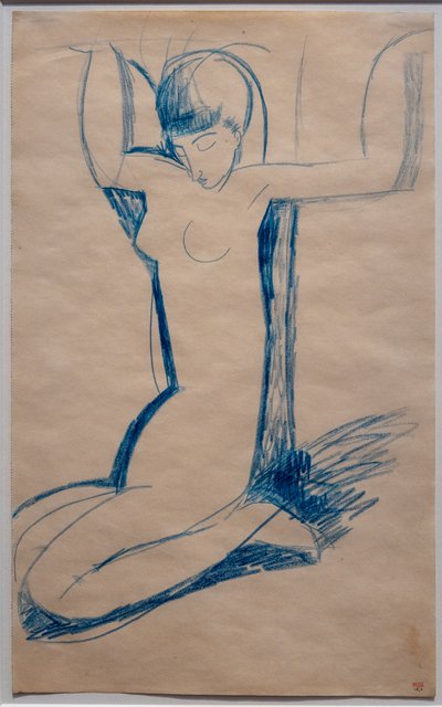 Cariátide ajoelhada, sentada sobre os calcanhares (Anna Akhmatova) de Amedeo Modigliani