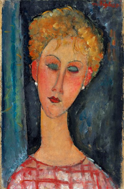 A loira com brincos, 1918-1919 de Amedeo Modigliani