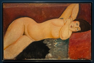 Nu feminino reclinado com as mãos entrelaçadas de Amedeo Modigliani