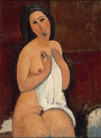 Nua sentada de camisa, 1917. de Amedeo Modigliani