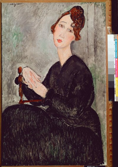 Retrato de Dedie Hayden (DH) Mulher vestida de preto tem a expressão melancólica. Pintura de Amedeo Modigliani (1884-1920) 1918 Dim. 92x60 cm Paris, musée national dardo moderno de Amedeo Modigliani