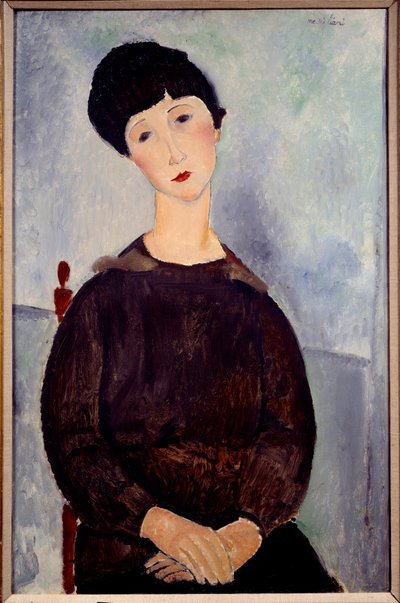 Retrato de uma pintura de menina marrom sentada por Amedeo Modigliani de Amedeo Modigliani