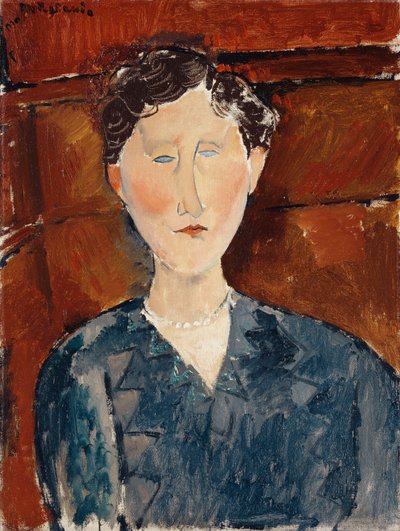 Retrato de uma mulher de blusa azul, c.1916 de Amedeo Modigliani