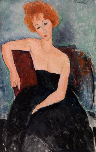 Garota ruiva em vestido de noite de Amedeo Modigliani