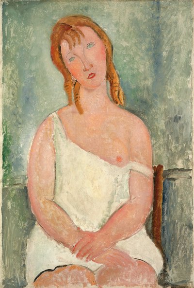 Rapariga sentada em uma camisa; Menina sentada na camisa, 1918 de Amedeo Modigliani