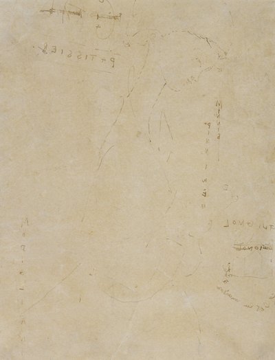 Esboço de Minnie Pinniken na Pastelaria (caneta e tinta em papel de wove) de Amedeo Modigliani