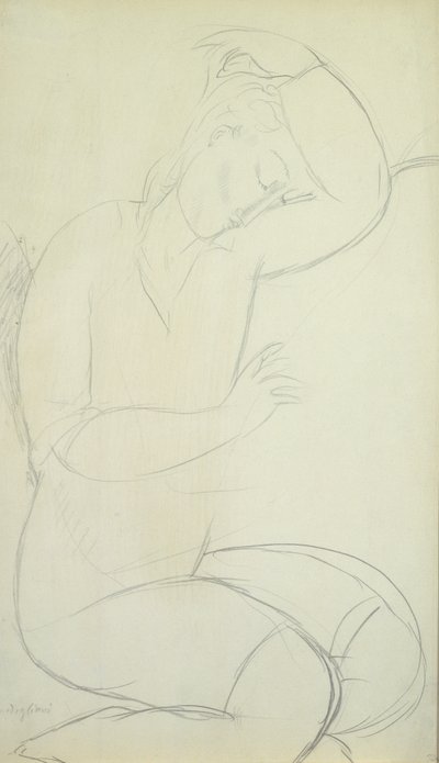 Mulher adormecida (lápis sobre papel) de Amedeo Modigliani