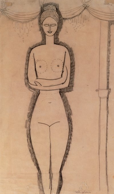Nu em pé (lápis sobre papel) de Amedeo Modigliani