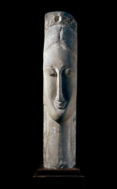 Testa di donna. A cabeça da mulher. Escultura de Amedeo Modigliani (1884-1920) de Amedeo Modigliani