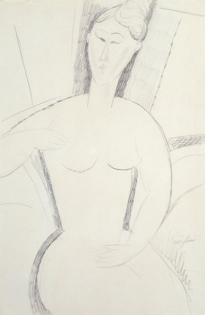 Mulher sentada (a lápis) de Amedeo Modigliani