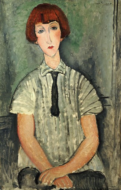 Moça em uma camisa listrada, 1917 de Amedeo Modigliani