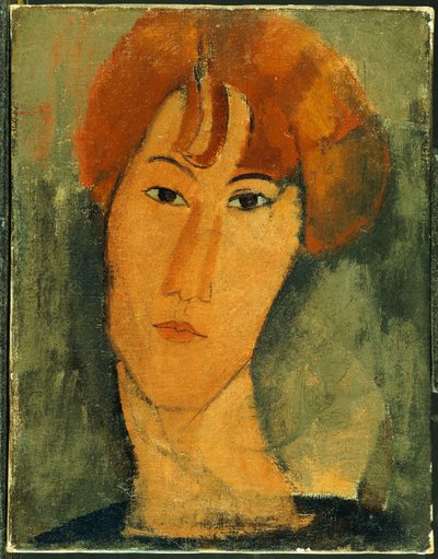 Jovem mulher com cabelo vermelho, vestindo uma coleira de Amedeo Modigliani