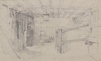 Dentro de um Estábulo, c.1810 (lápis) de Amelia Long