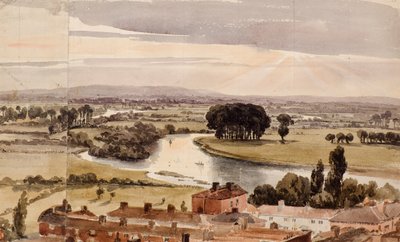 Vista panorâmica da paisagem, c.1804 (aquarela) de Amelia Long