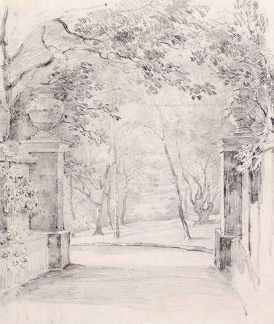 Vista da Entrada para Bromley, c.1810 (lápis) de Amelia Long