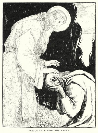 O Festus caiu de joelhos (gravura) de Amelia M. (attr.to) Bowerley or Bauerle