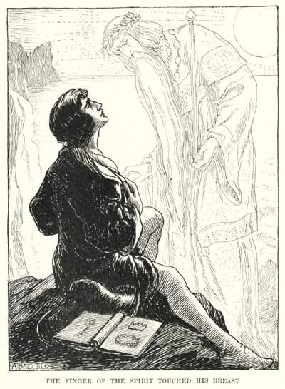 O dedo do espírito tocou-lhe o peito (gravura) de Amelia M. (attr.to) Bowerley or Bauerle