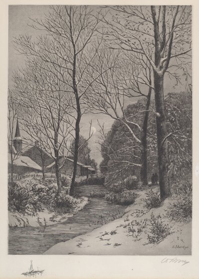 Passeio ao luar no inverno de American 19th Century