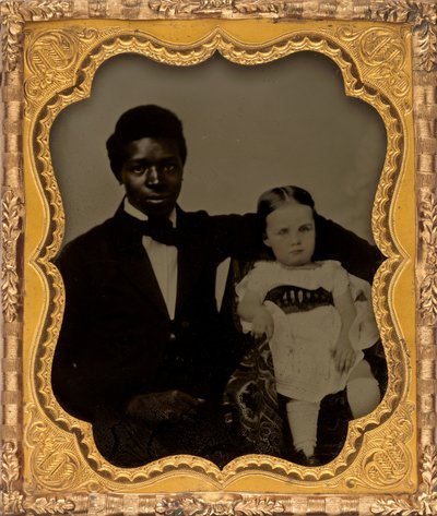 Retrato de um homem com criança de American 19th Century