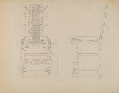 Desenho de uma cadeira de American 20th Century