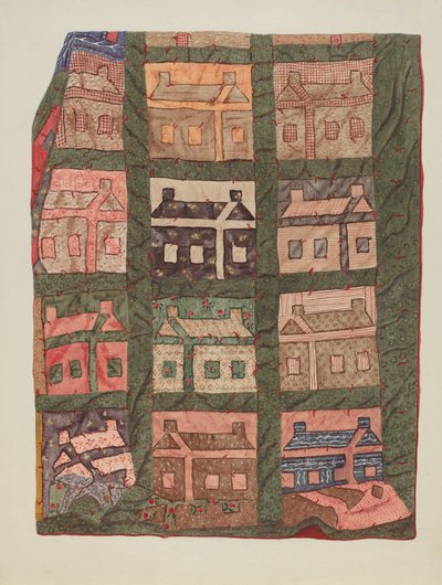Colcha de retalhos de cabana de madeira de American 20th Century