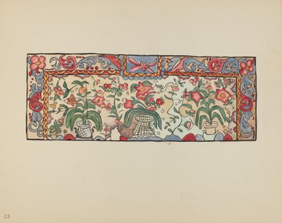 Gravura 23: Pintura em pele de gamo: do portfólio "Desenhos coloniais espanhóis do Novo México" de American 20th Century