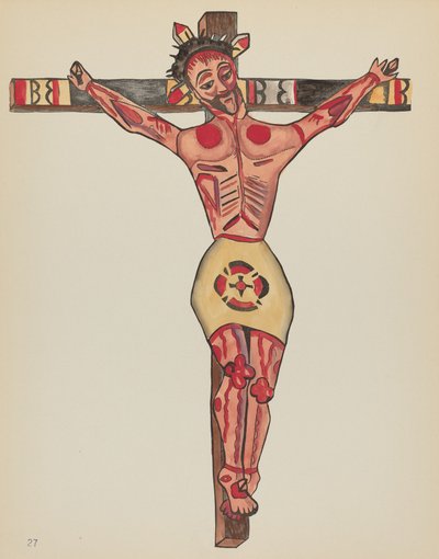 Gravura 27: Cristo Crucificado: Do Portfólio "Projetos Coloniais Espanhóis do Novo México" de American 20th Century