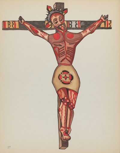 Gravura 27: Cristo Crucificado: Do Portfólio "Projetos Coloniais Espanhóis do Novo México" de American 20th Century