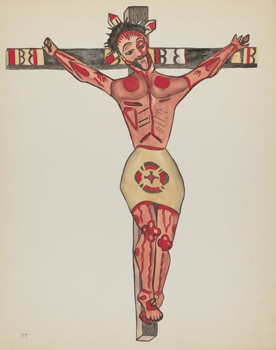 Gravura 27: Cristo Crucificado, Mora: Do Portfólio "Desenhos Coloniais Espanhóis do Novo México" de American 20th Century
