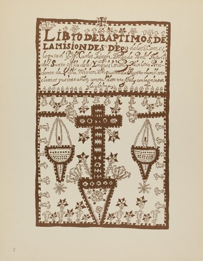 Placa 2: Livro de Batismos de Jemez: Do Portfólio "Desenhos Coloniais Espanhóis do Novo México" de American 20th Century