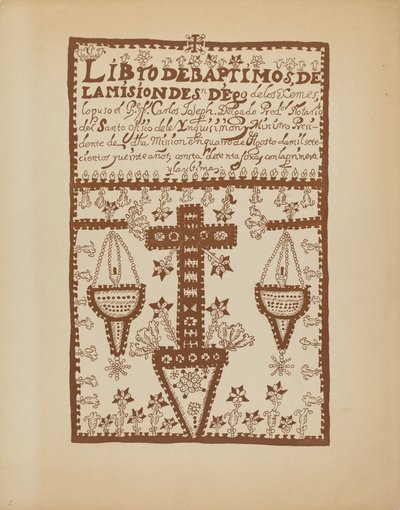Placa 2: Livro de Batismos de Jemez: Do Portfólio "Desenhos Coloniais Espanhóis do Novo México" de American 20th Century