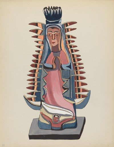 Gravura 31: Nossa Senhora de Guadalupe: Do Portfólio "Desenhos Coloniais Espanhóis do Novo México" de American 20th Century
