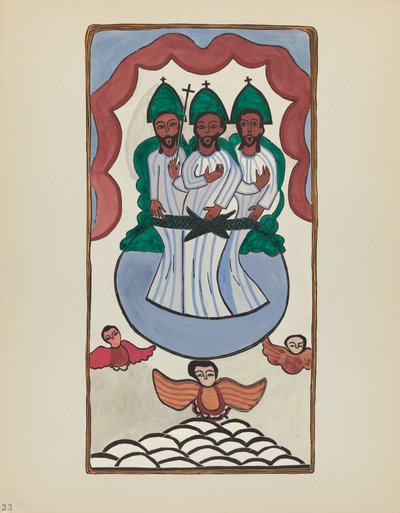 Gravura 33: A Santíssima Trindade: Do Portfólio "Desenhos Coloniais Espanhóis do Novo México de American 20th Century