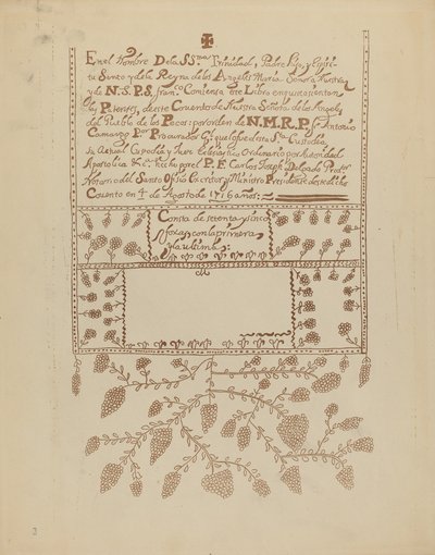 Placa 3: Livro de Visitas de Pecos: Do Portfólio "Desenhos Coloniais Espanhóis do Novo México" de American 20th Century
