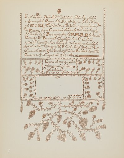 Placa 3: Livro de Visitas de Pecos: Do Portfólio "Desenhos Coloniais Espanhóis do Novo México" de American 20th Century