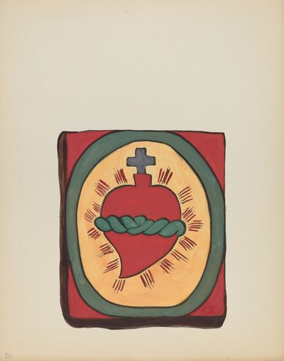 Gravura 50: Sagrado Coração: Do Portfólio "Desenhos Coloniais Espanhóis do Novo México" de American 20th Century
