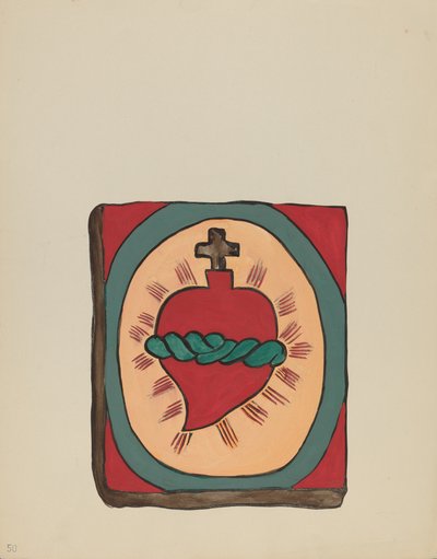 Gravura 50: Sagrado Coração: Do Portfólio "Desenhos Coloniais Espanhóis do Novo México" de American 20th Century