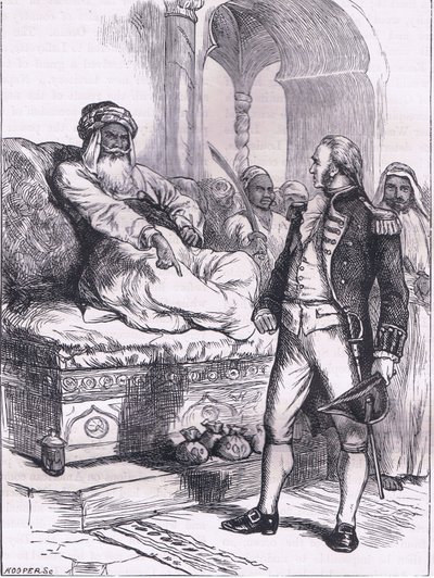 Captain Bainbridge and the Dey of Algiers, ilustração de Cassell History of the United States publicada por Cassell, Petter & Galpin, c.1900 (litho) de American English school