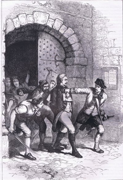 Huddy foi levado da prisão para ser enforcado, ilustração de Cassell History of the United States publicada por Cassell, Petter & Galpin, c.1900 (litho) de American English school