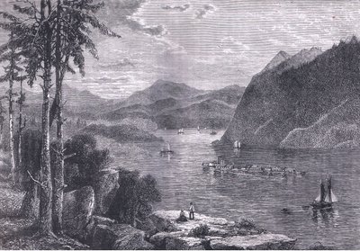 The Hudson Highlands, ilustração de Cassells History of the United States publicada por Cassell, Petter & Galpin, c.1900 (litho) de American English school
