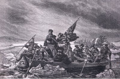 Washington crossing the Delaware, ilustração de Cassells History of the United States publicada por Cassell, Petter & Galpin, c.1900 (litho) de American English school